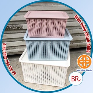  Combo Rổ đan mây đựng đồ đa năng có nắp 3 size nhựa Việt Nhật  3415  Giỏ đựng quần áo dụng cụ nhà bếp -br 01262 