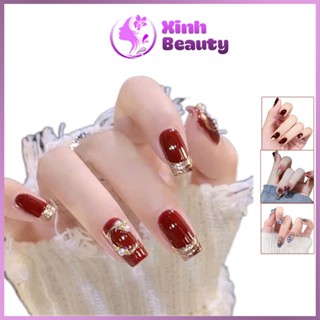 Móng Tay Giả, Nail Giả, Bộ 24 Móng Tay Giả kèm keo và bộ dụng cụ 4 món