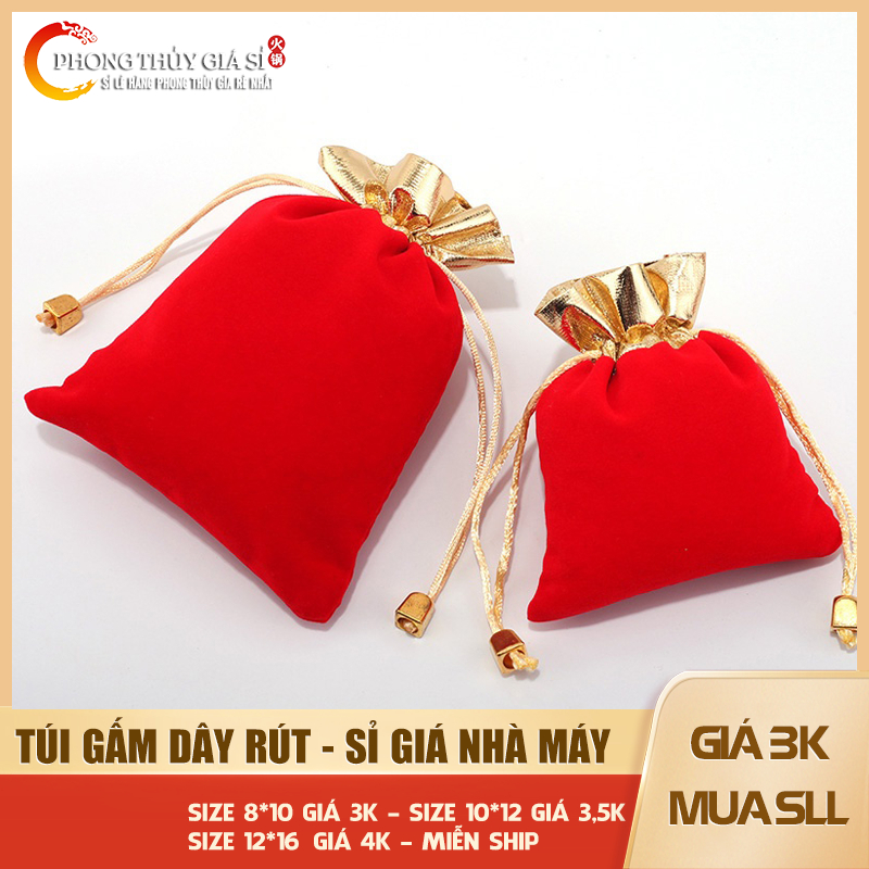 [Rẻ vô địch] Túi gấm đỏ dây rút đựng trang sức phong thủy, sỉ số lượng lớn