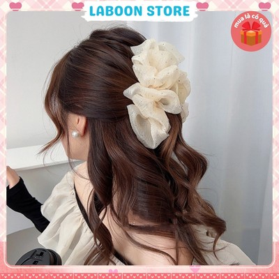 kẹp tóc càng cua LABOON tinh tế chất liệu voan xếp ly nhiều lớp bồng bềnh đính đá sang trọng