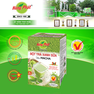 Bột hòa tan trà xanh sữa hùng phát - bhttxs - hộp 340g - đạt chuẩn iso haccp