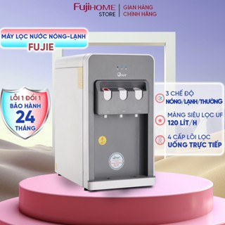 Máy lọc nước nóng lạnh 4 cấp lọc gia đình FujiE WPD508C Nhập khẩu, máy lọc nước mini để bàn 3 vòi tự ngắt tiết kiệm điện