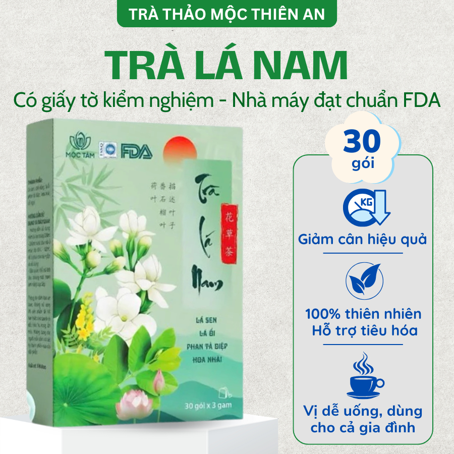 Trà Lá Nam Thiên An Hộp 30 Túi Lọc Hỗ Trợ Giảm Cân, Giảm Mỡ, Mát Gan, Tốt Cho Tiêu Hóa Chống Lão Hóa