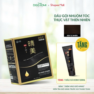 Dầu Gội Phủ bạc Komi Việt Nam ĐEN TỰ NHIÊN Nhuộm Tóc Thảo Dược, gội là đen dạng hộp 10 gói