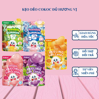 Kẹo Dẻo Bóc Vỏ Đủ Hương Vị Cokoc 75g - Kẹo Hương Vị Trái Cây Tươi, Lột Vỏ Siêu Dễ Thương