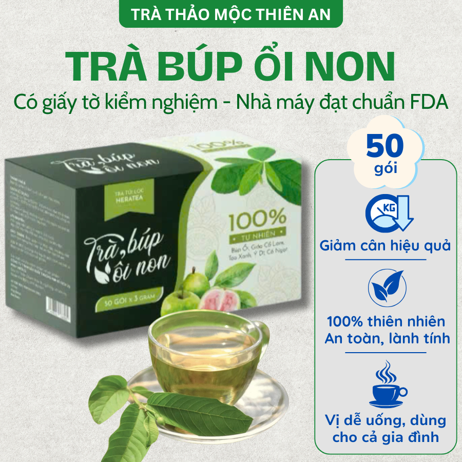 Trà Búp Ổi Non Thiên An Hộp 50 Túi Giúp Giảm Cân, Trà Lá Ổi Cải Thiện Tiêu Hóa, Ổn Định Đường Huyết