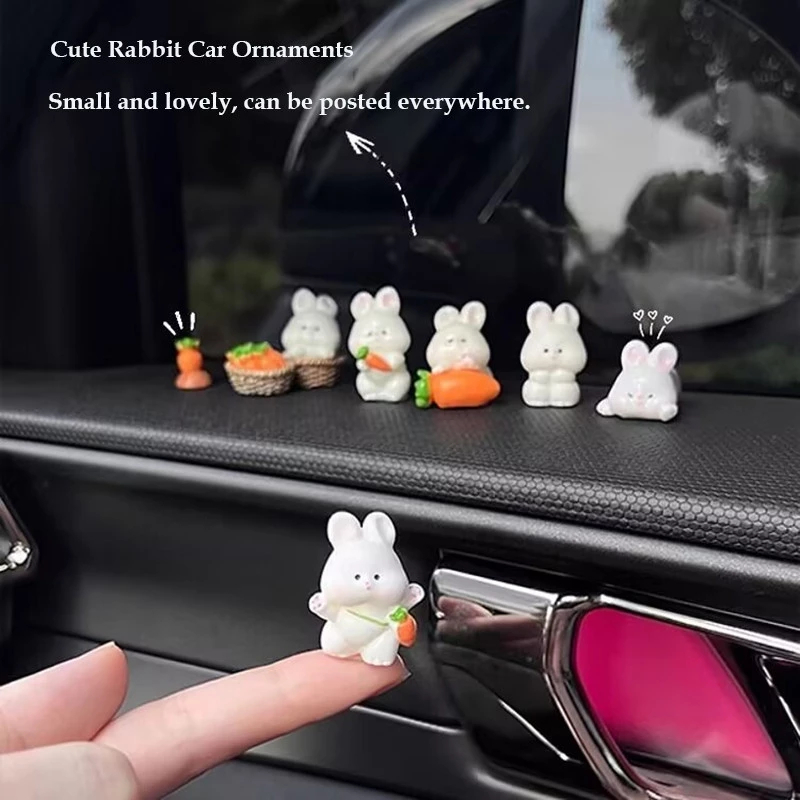 6 Con Vịt Thỏ Mô Hình Dễ Thương Trang Trí Nội Thất Ô Tô, Phụ Kiện Trang Trí Taplo Ô Tô, Microlandsch