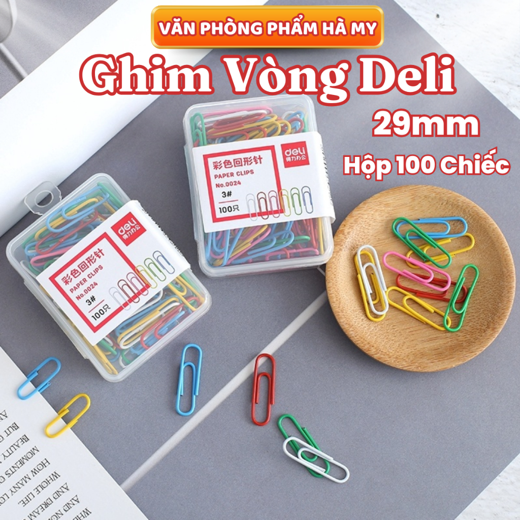 COMBO 5 Hộp Ghim Vòng Deli 0024 - Kẹp Giấy Tài Liệu Đa Năng Tiện Lợi