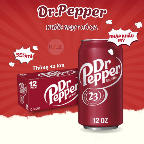 [12 LON] Nước ngọt có ga Dr Pepper 355ml Xuất Xứ Mỹ _ Date (HSD):05.2026