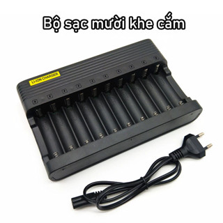  Sạc Pin Tự ngắt và có đèn báo khi đầy 10 Khe cao cấp dùng cho pin 18650 AA 