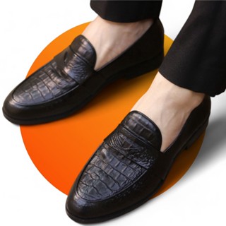  Giày da nam công sở trẻ trung giá rẻ giầy âu đẹp đế cao su mềm đúc khâu chống trơn trượt da dập vân cá sấu RUNO G21 