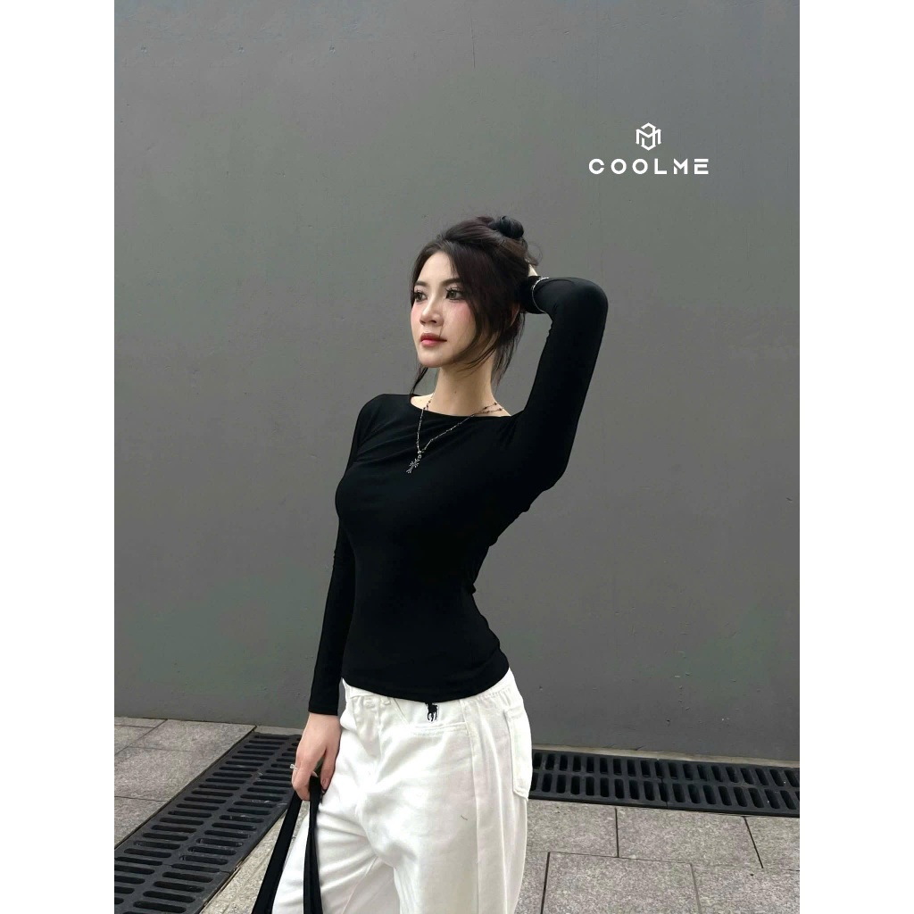 Áo thun tay dài cổ thuyền nữ Coolme, áo ôm body dài tay fit dáng kiểu Hàn Quốc co giãn tốt - G03 | BigBuy360 - bigbuy360.vn