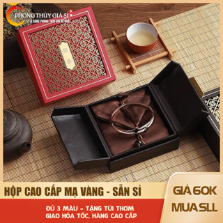 Hộp đựng trang sức mạ vàng cao cấp đựng vòng tay, chuỗi hạt, vật phẩm phong thủy 3 lớp sang trọng