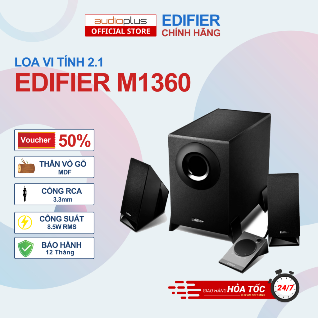 Loa vi tính 2.1 EDIFIER M1360 - Ngõ vào 3.5mm và ngõ ra 3.5mm cho tai nghe - Công suất 8.5W