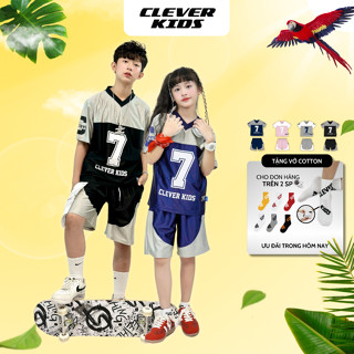 Set bộ Hè in số 7 CLEVER KIDS cho bé - chất cotton mịn mát [Size từ 20kg- 60kg]