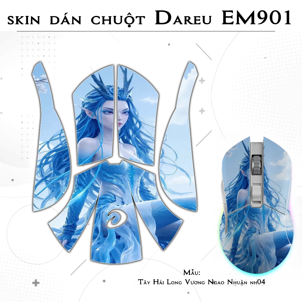 Skin dán chuột Dareu EM901 mẫu Natra, Tây Hai Long Vương Ngao Nhuận, Trời đêm buồn | Film 3M