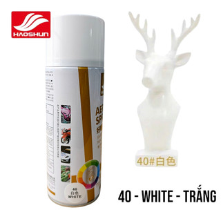  40 – White  Trắng  : Sơn xịt Ô tô Xe Máy Chuyên Dụng Chuẩn Màu HAOSHUN AEROSOL SPRAY PAINT 450ML. 