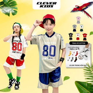 Set bộ Hè cho bé in số 80 CLEVER KIDS - chất vải cotton mịn mát [Size từ 20kg- 60kg]