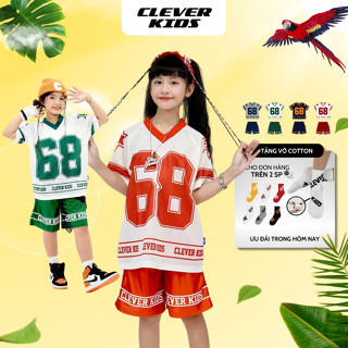 Set bộ Hè in số 68 CLEVER KIDS - chất vải cotton lưới thoáng khí [Size 20kg- 60kg]