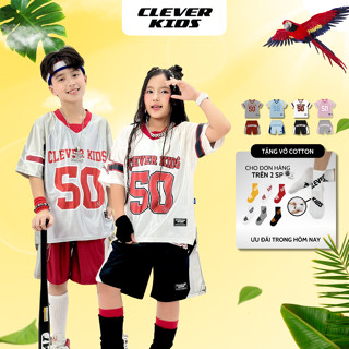 Set bộ Hè in số 50 CLEVER KIDS cho bé - chất cotton mịn mát [Size từ 20kg- 60kg]