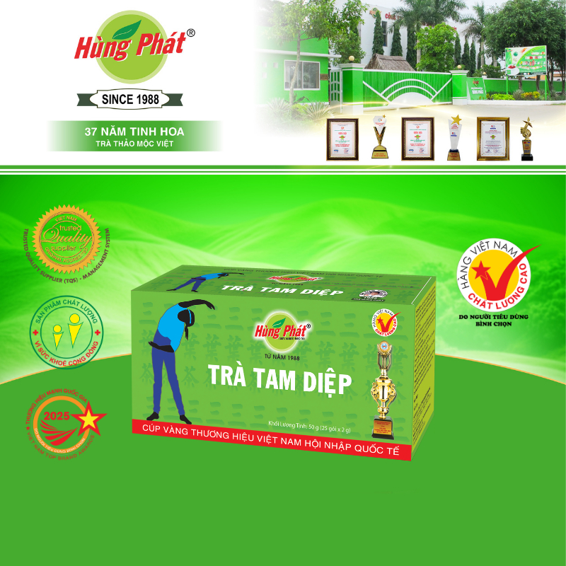 Trà Tam Diệp Hùng Phát Túi Lọc - TTDTL - Hộp 25 Gói - Đạt chuẩn ISO HACCP