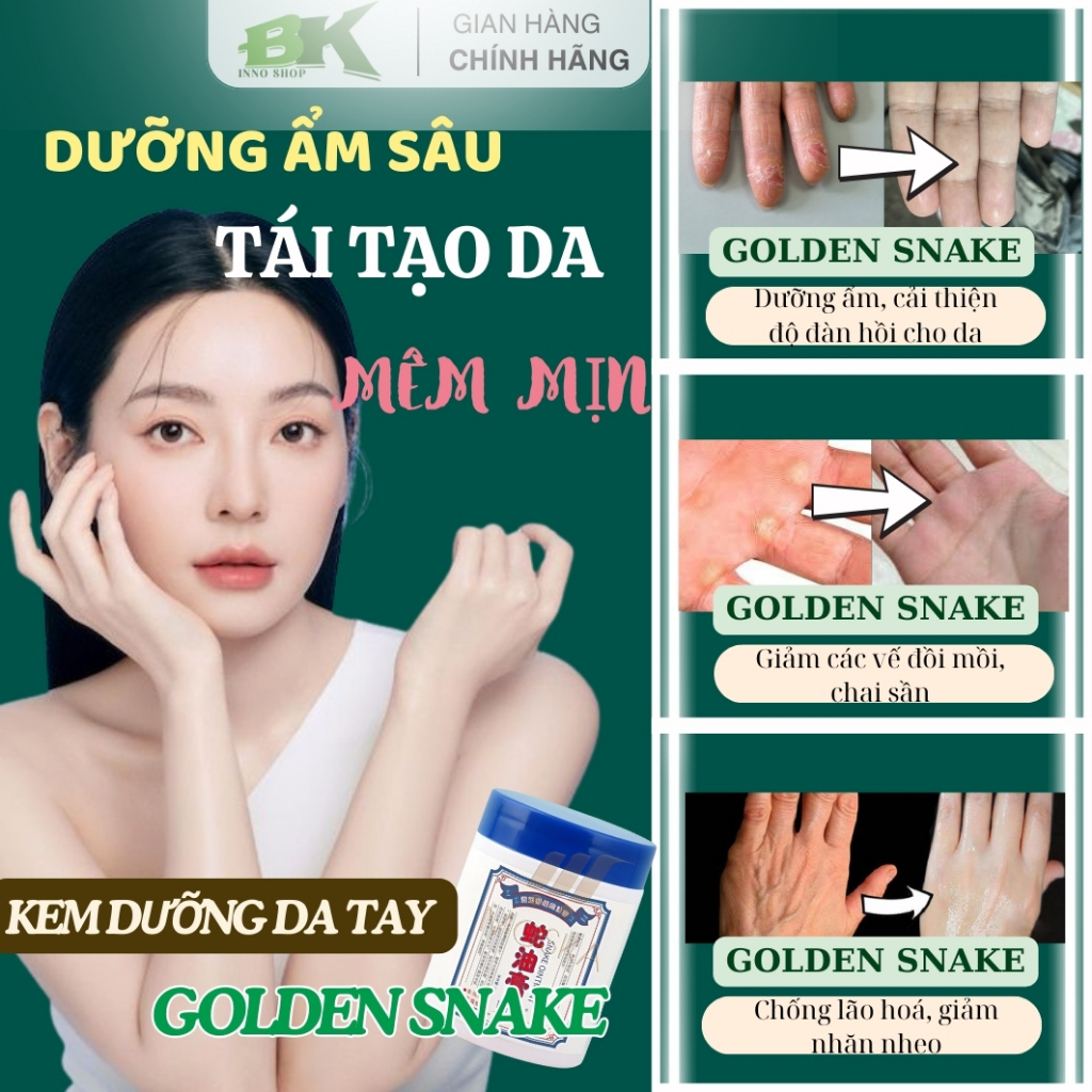 Kem Dưỡng Da Tay Đông Y GOLDEN SNAKE 50g – Dưỡng Ẩm Sâu, Mờ Nếp Nhăn, Chai Sần, Tăng Độ Đàn Hồi, Bảo Vệ Da Tay | BK INNO