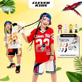 Set bộ Hè Số 22 CLEVER KIDS Tay Ngắn Cotton Bóng Mỹ Phong Cách [Size từ 20kg- 60kg]