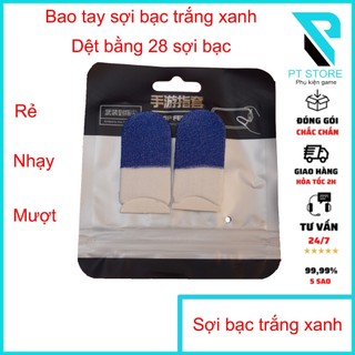  Bao tay chơi game sợi bạc trắng xanh - Dệt bằng 28 sợi bạc - Nhạy mượt giá rẻ - Hỗ trợ chống mồ hôi tay 