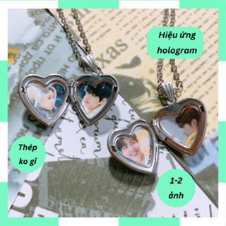 [Ko đen gỉ] In ảnh vào dây chuyền trái tim theo yêu cầu hologram