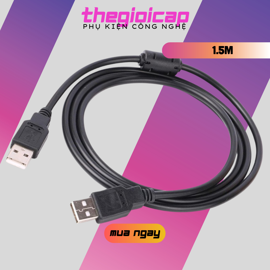 Cáp USB hai đầu đực dài 1.5m (Đen)