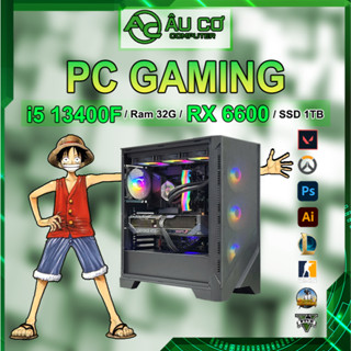 PC Gaming, Máy tính Gaming, Cây Gaming, PC đồ hoạ chơi game Intel i5 13400f / Ram 32G / AMD RX 6600 8G / Vỏ kính bể cá