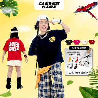 Áo Thun Hè Boxy IN DẬP NỔI CLEVER KIDS Cotton Premium [Size từ 20kg-60kg]