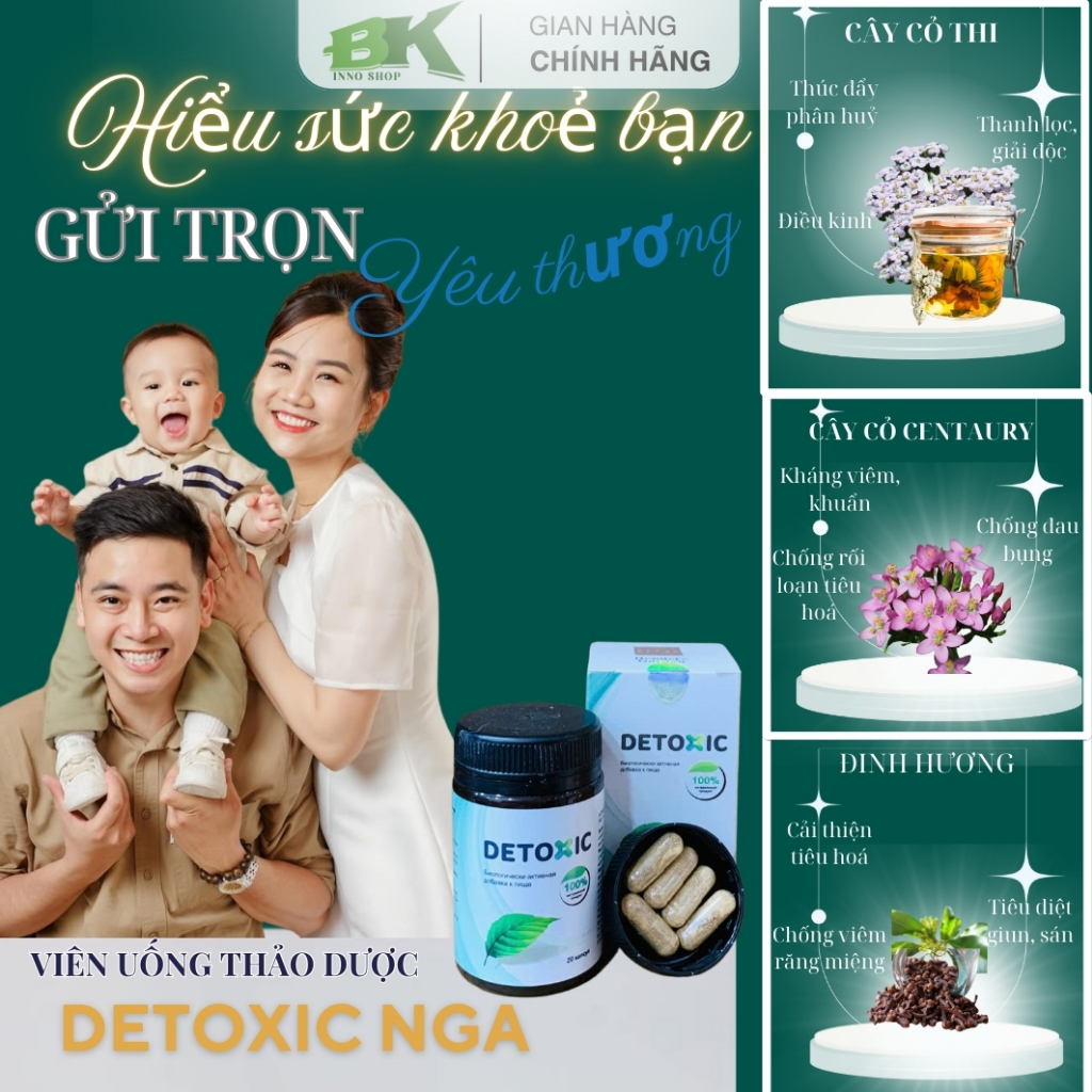 Viên Uống Thảo Dược DETOXIC Nga – Hỗ Trợ Thanh Lọc Cơ Thể, Cải Thiện Tiêu Hóa, Loại Bỏ Ký Sinh Trùng, Giun Sán | BK INNO