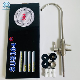  Vòi cổ cao 2 ống 10mm inox 304  vòi uống và cấp  dùng cho máy lọc nước ion kiềm máy điện giải 
