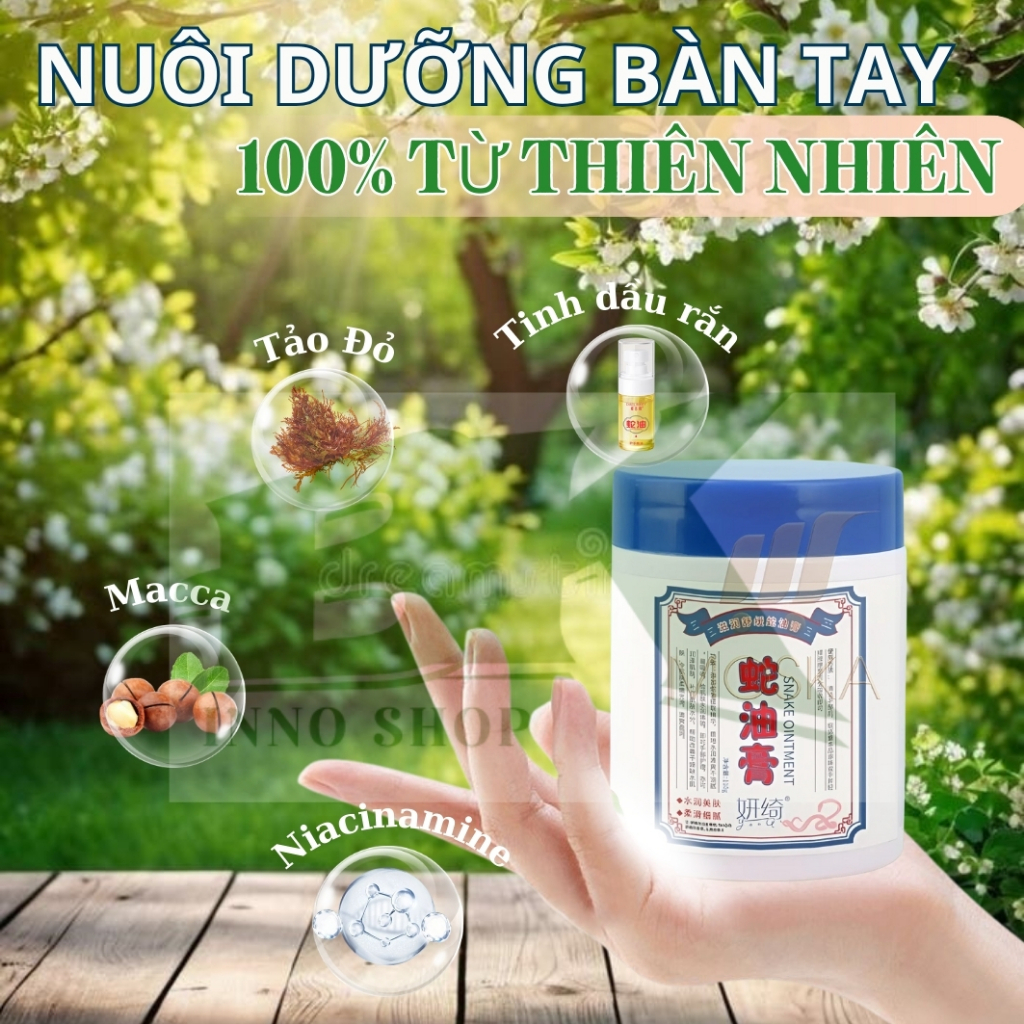Kem Dưỡng Da Tay Đông Y GOLDEN SNAKE 50g – Dưỡng Ẩm Sâu, Trắng Mịn, Mờ Nếp Nhăn, Xoá Vết Chai Sần, Ngừa Lão Hóa | BK INN