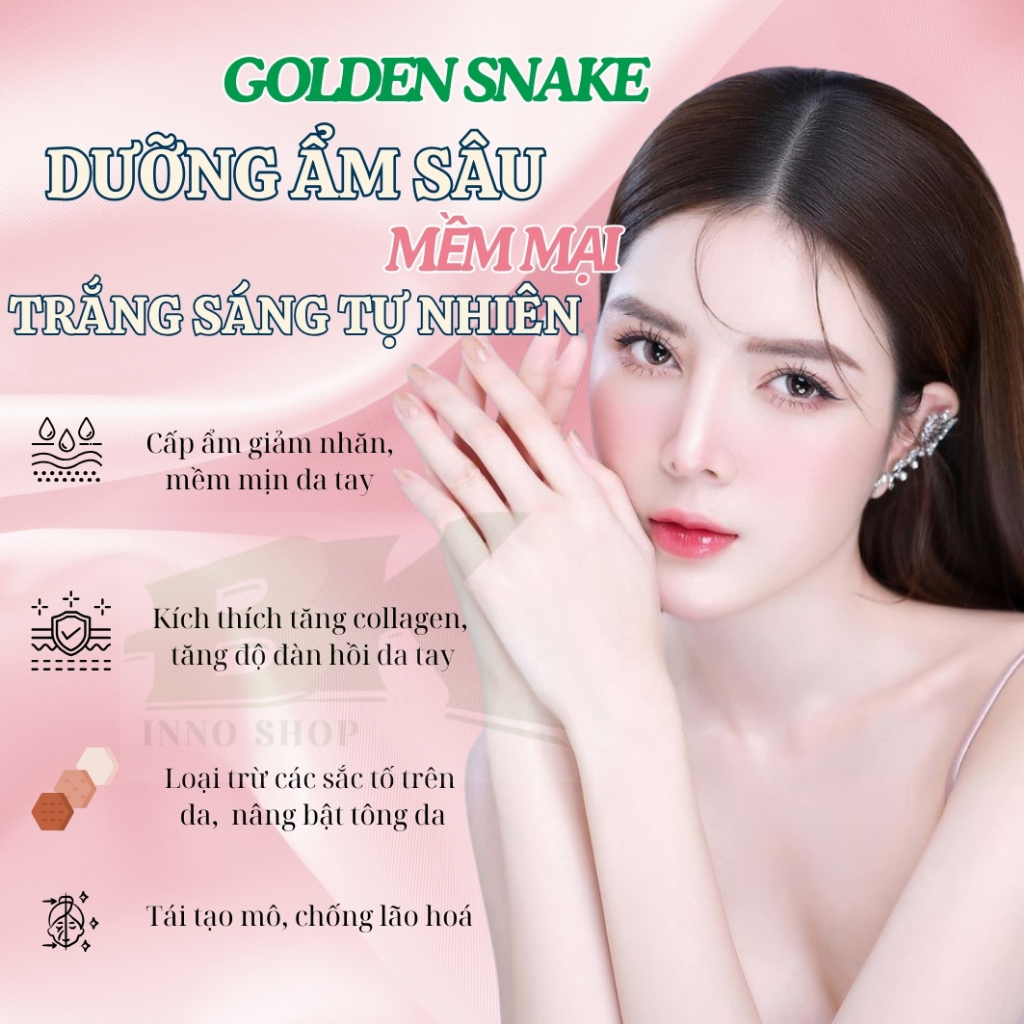 Kem Dưỡng Da Tay Đông Y GOLDEN SNAKE 50g – Dưỡng Ẩm Sâu, Trắng Mịn, Mờ Nếp Nhăn, Xoá Vết Chai Sần, Ngừa Lão Hóa | BK INN