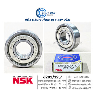 Vòng bi bạc đạn hạt tròn nhỡ 6201, lỗ trong 12.7, 6201/12.7, (12.7x32x10), phớt kim loại, cao su hãng NSK Nhật Bản