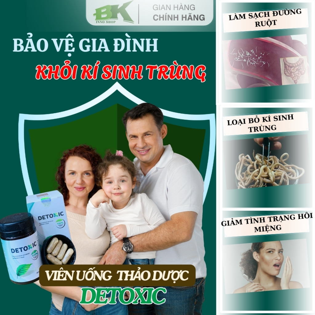 Viên Uống Thảo Dược DETOXIC Nga Hỗ Trợ Loại Bỏ Ký Sinh Trùng, Đào Thải Độc Tố, Thanh Lọc, Cải Thiện Hệ Tiêu Hoá| BK INNO