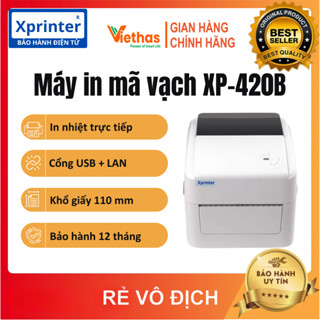  VIETHAS - Máy in tem nhiệt mã vạch Xprinter 420B  470B Cổng USB LAN  Bluetooth đơn sàn TMĐT Khổ giấy A6  100x150 mm  