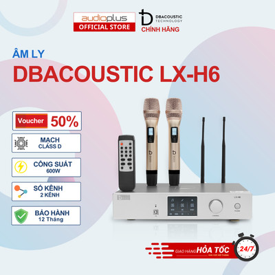 Âm ly DBAcoustic LX-H6 - 2 kênh - Class D - 600W - Tích hợp 2 mic không dây và vang số - Chính hãng