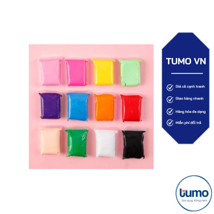 Set 12 đất nặn nhiều màu(CN) Đồ chơi đất sét đất nặn tự khô 12 màu kèm bộ cây tạo hình - đồ chơi thủ công an toàn