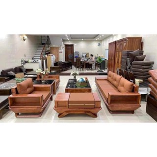 Bàn ghế phòng khách Sofa gỗ sồi nga kê đối chân thuyền kích thước lớn, hànng loại 1 gỗ dày siêu chắc chắn