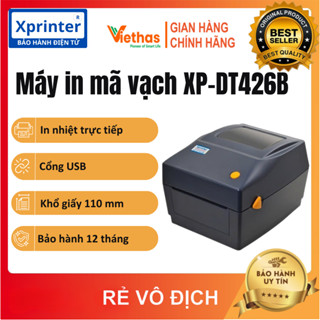 Máy in tem nhiệt mã vạch Xprinter XP-DT426B cổng USB - Chuyên dùng in tem nhãn, in đơn sàn TMĐT Khổ A6 trên Máy Tính