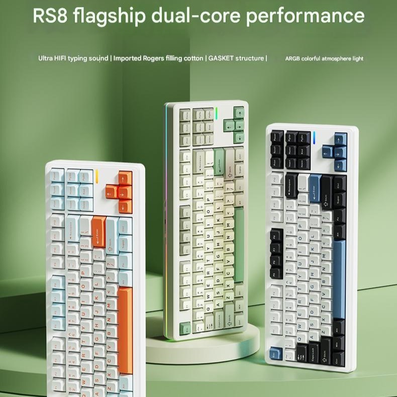 Bàn Phím Cơ Riccks RS8 V2 | 3 Modes | Full Foam | Led Viền | Layout TKL