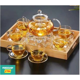 Ấm chén ly pha trà thủy tinh chịu nhiệt cao cấp pha chè có lọc uống trà bếp nến đun bán rời từng loại