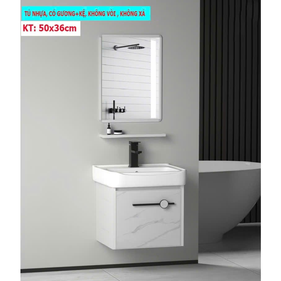 BỘ TỦ LAVABO 4 MÓN chậu rửa mặt - gương- kệ gương và TỦ LAVABO tiện lợi..