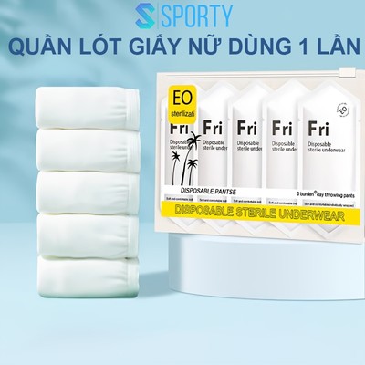 Quần lót nữ SPORTY 100% cotton dùng 1 lần, 2 lớp đáy an toàn, dùng đi du lịch, đi sinh, học quân sự