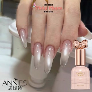 Sơn nail gel thạch mắt mèo ánh nước màu gương trắng sứ trong suốt, ánh nhũ - Mắt Mèo Annies Ánh Nước