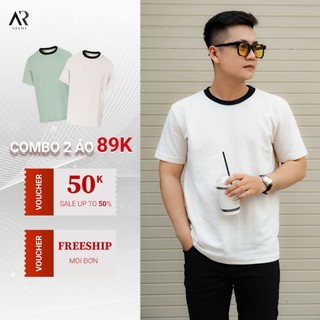   COMBO 2 ÁO 89K  Áo thun nam tay ngắn cổ tròn AREMI chất liệu cotton co giản thiết kế đơn giản tinh tế 