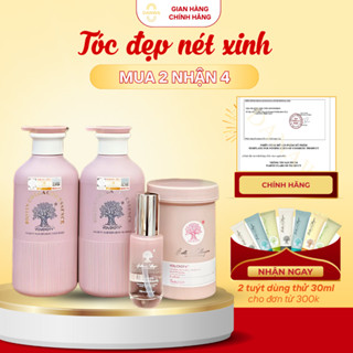 Combo gội xả, kem ủ, tinh dầu dưỡng tóc Biotin Collagen Essence Hồng phục hồi hư tổn Danawa 500ML